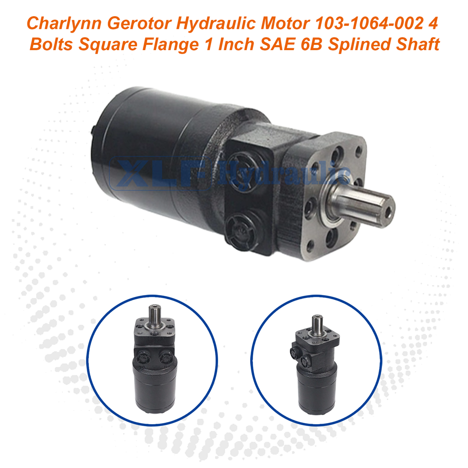 Charlynn Gerotor Hydraulic Motor 103-1064-002 - 4 Bolts Square Flange 1 Inch SAE 6B Splined Shaft